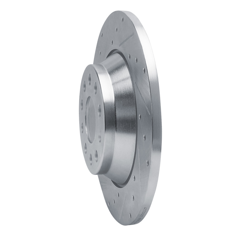 Audi Q3 Brake Rotor (1) - Rear Left - R1 Concepts - Drilled & Slotted - Silver - `16-`25